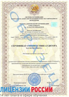 Образец сертификата соответствия аудитора №ST.RU.EXP.00006191-1 Кингисепп Сертификат ISO 50001